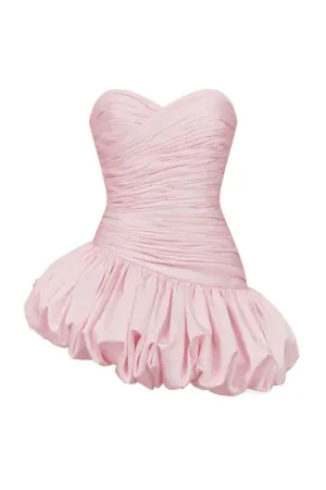 BALLOON DRAPED MINI DRESS IN PINK