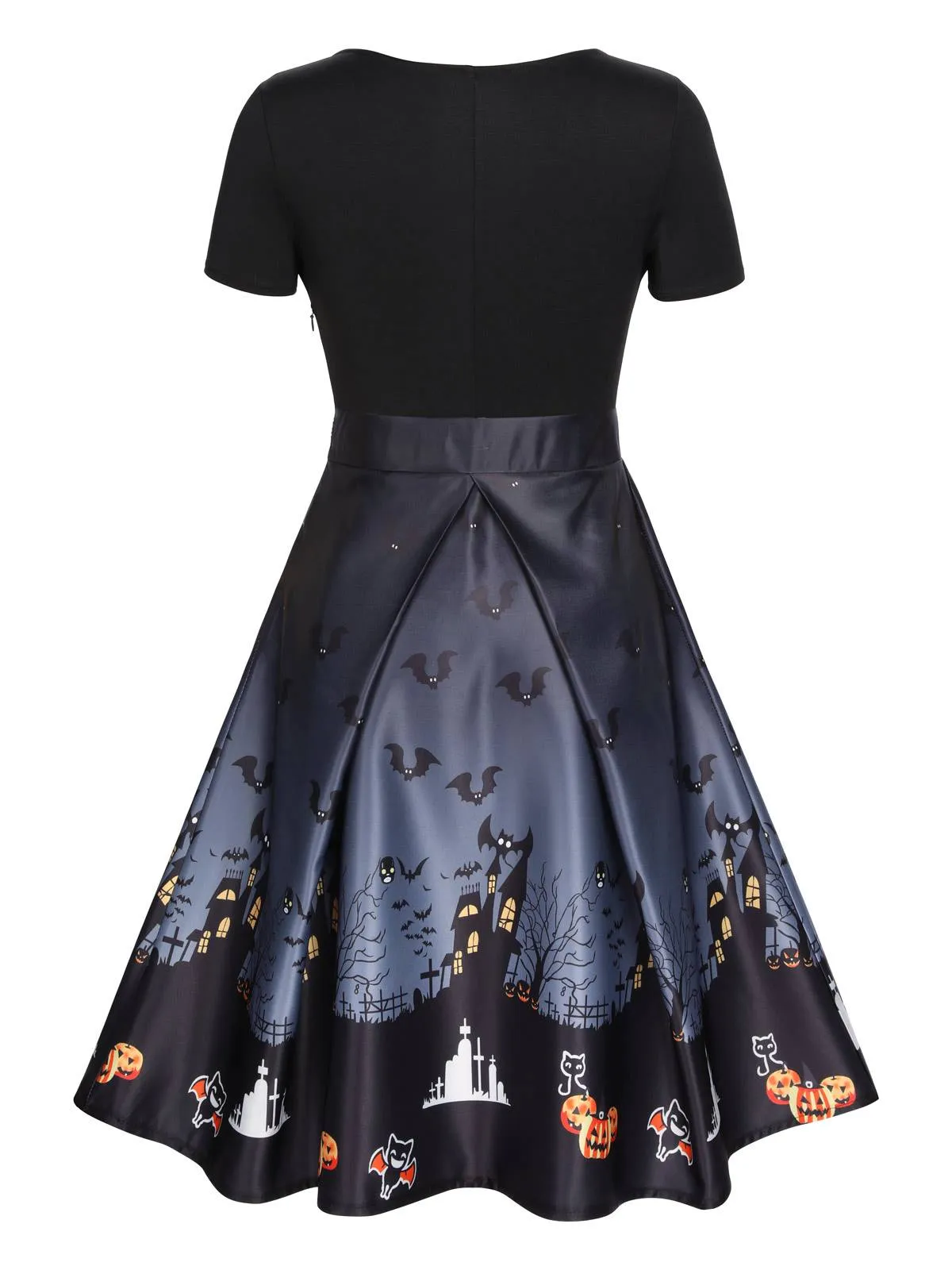 Black 1950s Halloween Button Dress