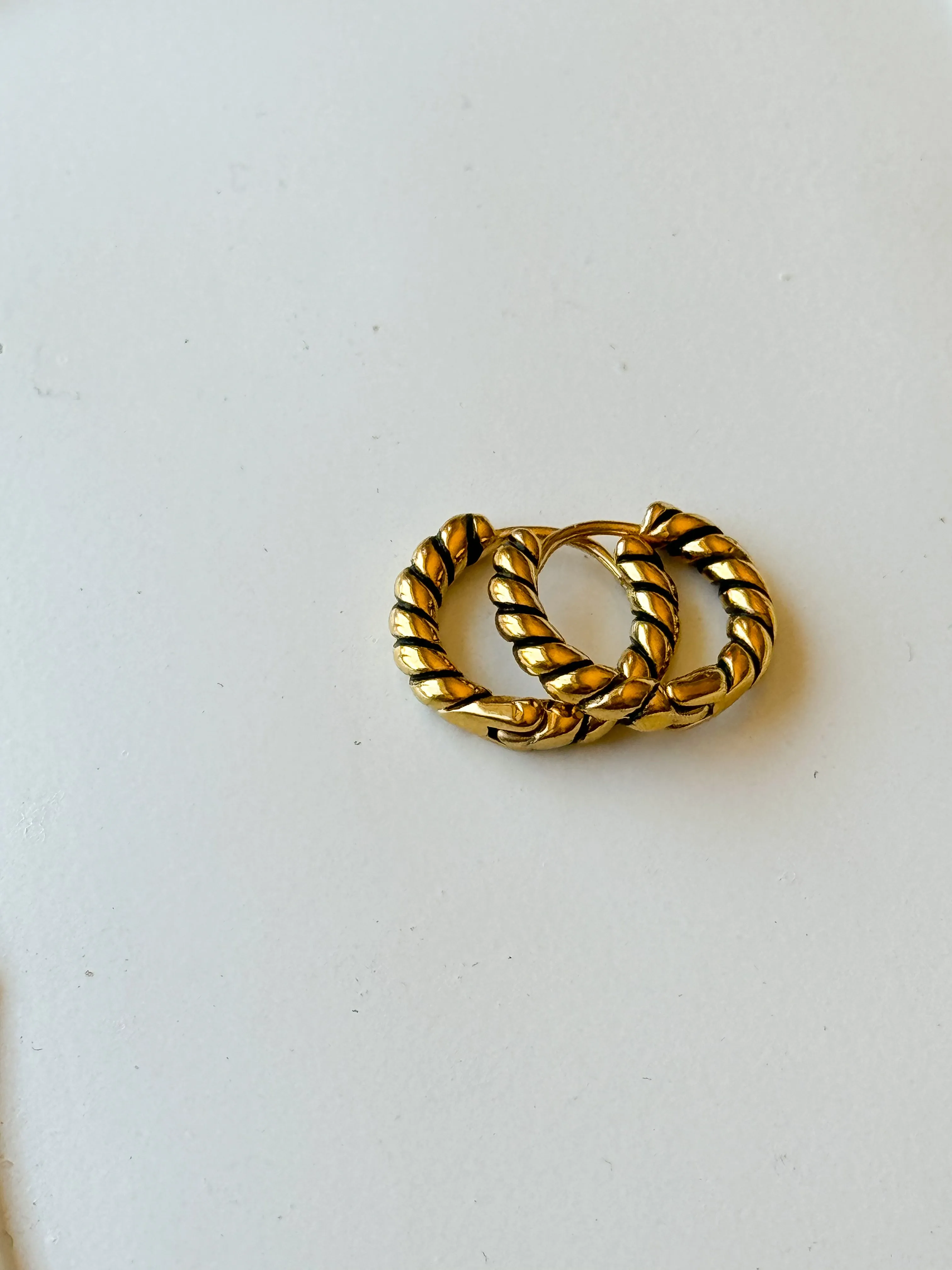 Black and Gold Enamel Spiral Hoops