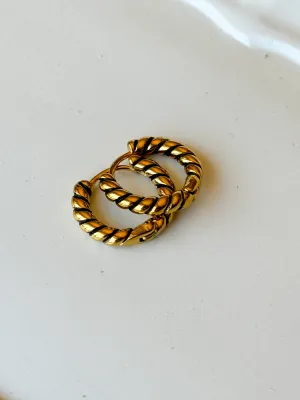 Black and Gold Enamel Spiral Hoops