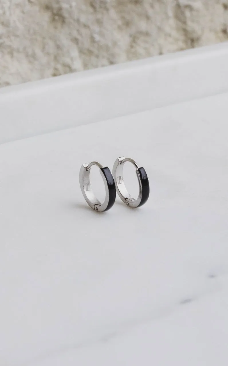 Black Enamel Zaana Mini Hoops