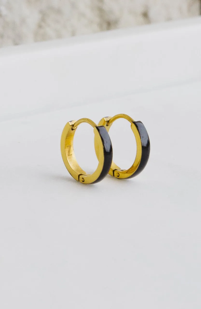 Black Enamel Zaana Mini Hoops