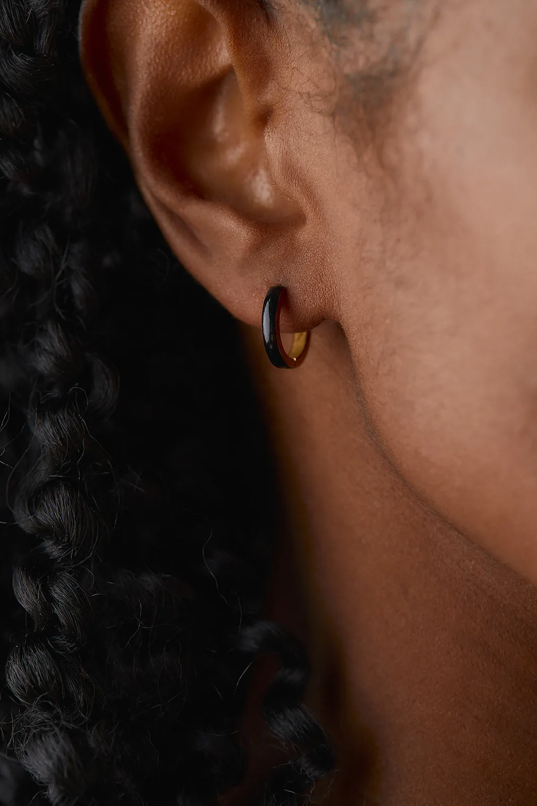 Black Enamel Zaana Mini Hoops