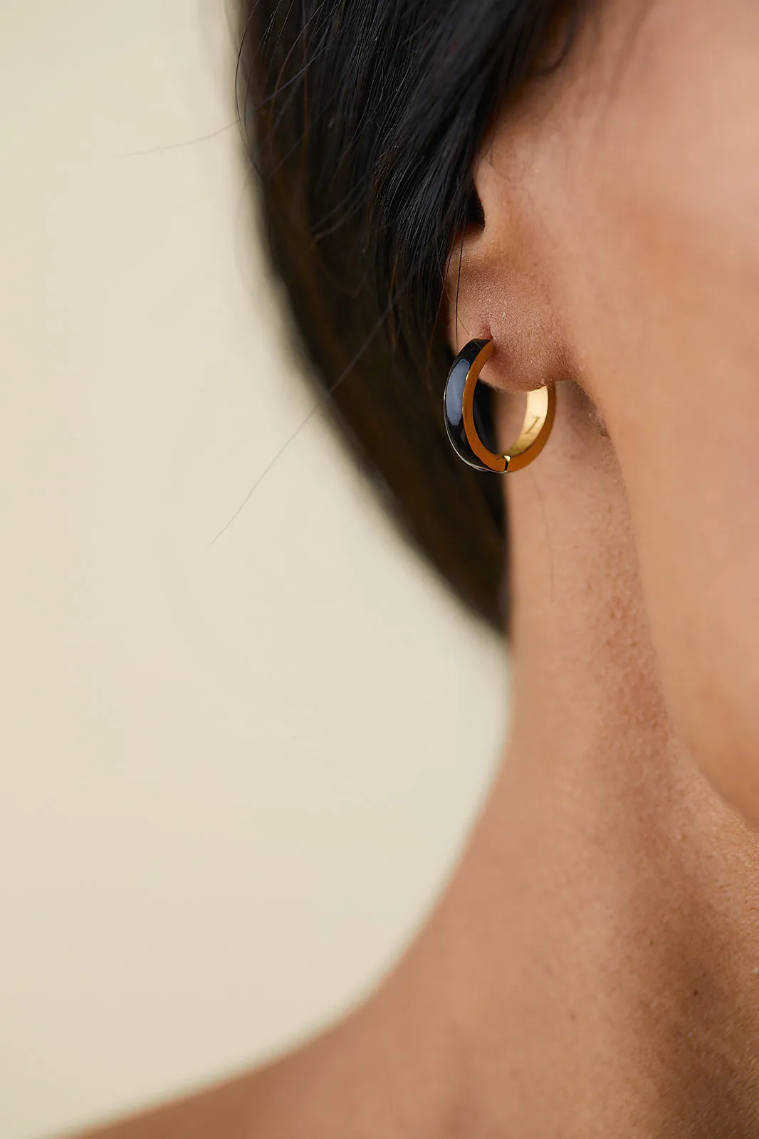 Black Enamel Zaana Mini Hoops