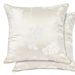 Blossom Cream Jacquard Cushion Covers Pair (43cm x 43cm)