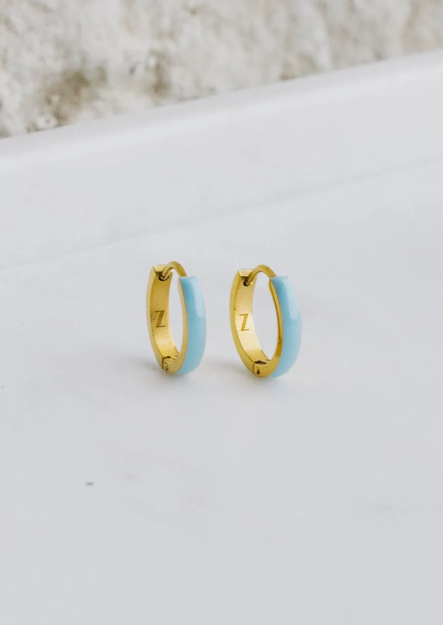 Blue Enamel Zaana Mini Hoops