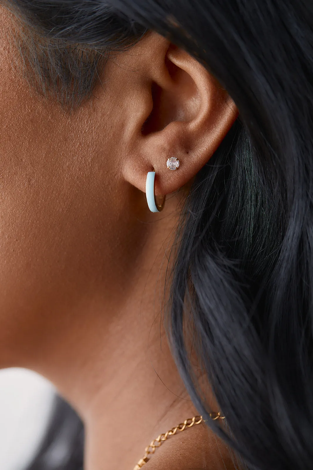 Blue Enamel Zaana Mini Hoops