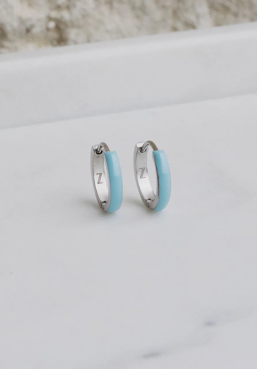 Blue Enamel Zaana Mini Hoops