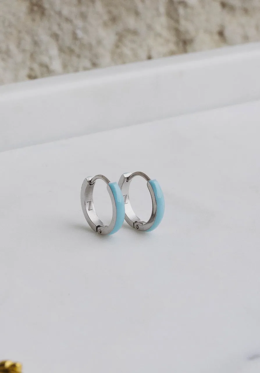 Blue Enamel Zaana Mini Hoops