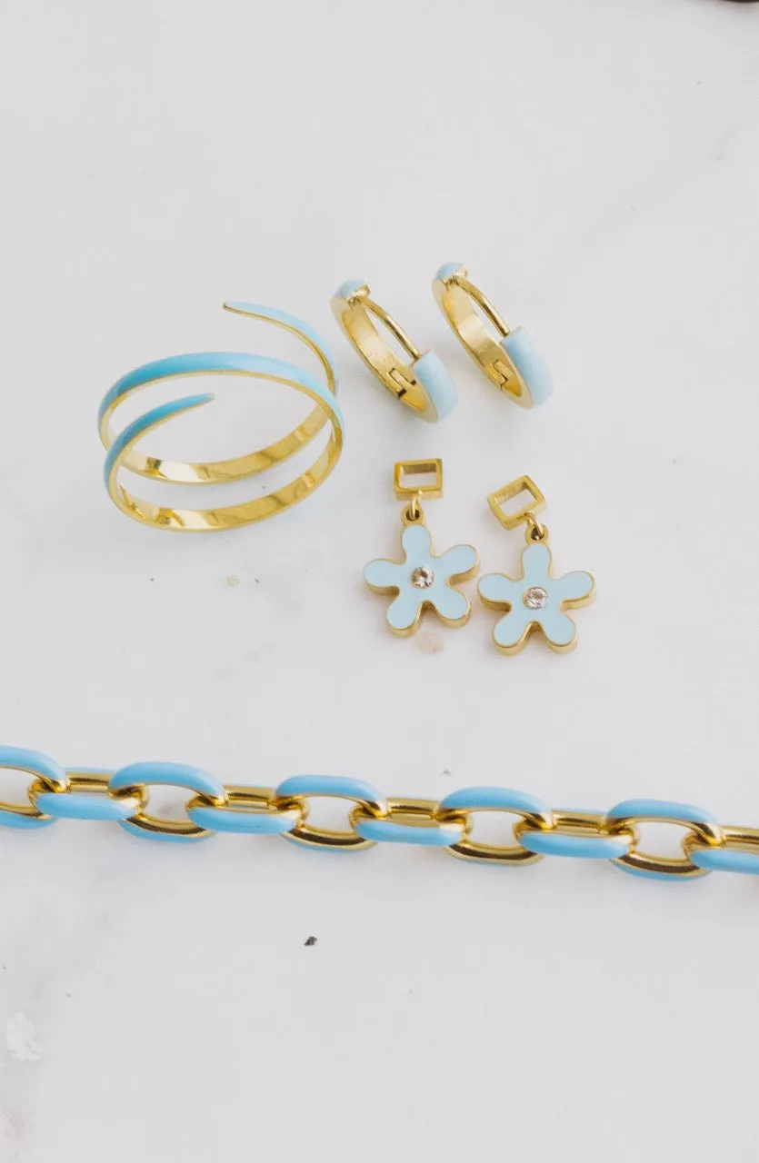 Blue Enamel Zaana Mini Hoops