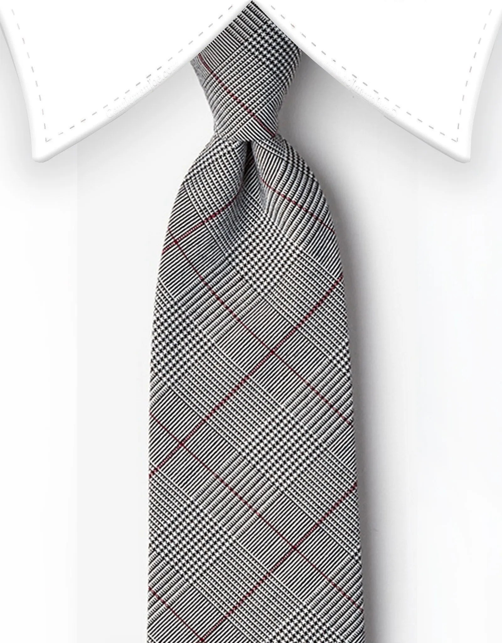 Charcoal Grey Plaid Extra Long Men's Tie