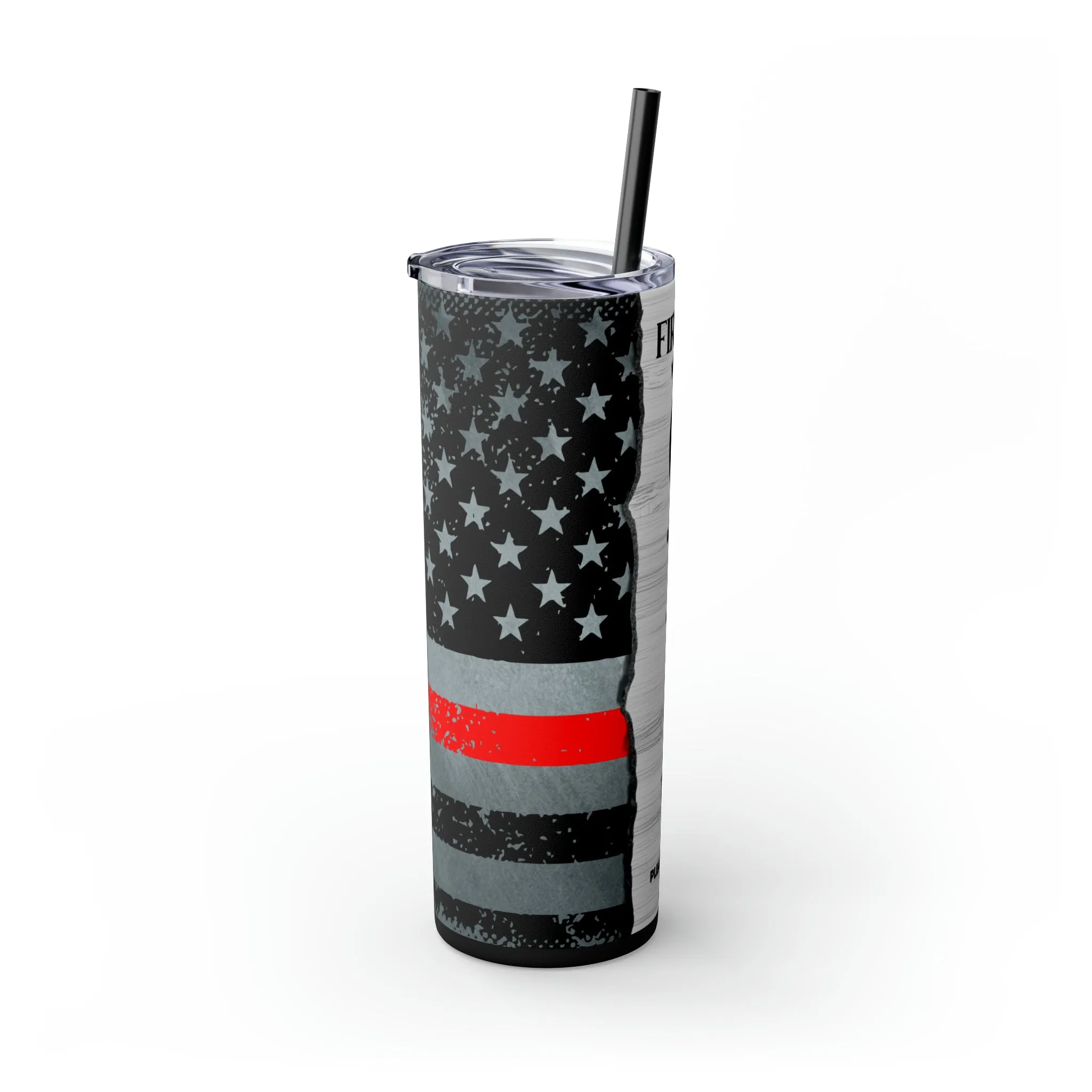 Fireman's Prayer Skinny Tumbler with Straw, 20oz