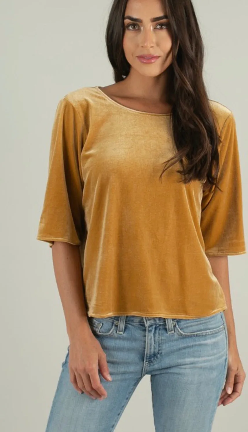 Golden Velvet Ribbon Top