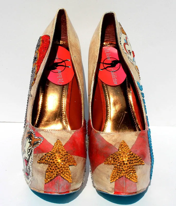 Hand-Painted Circus Ringmaster Crystal Heels