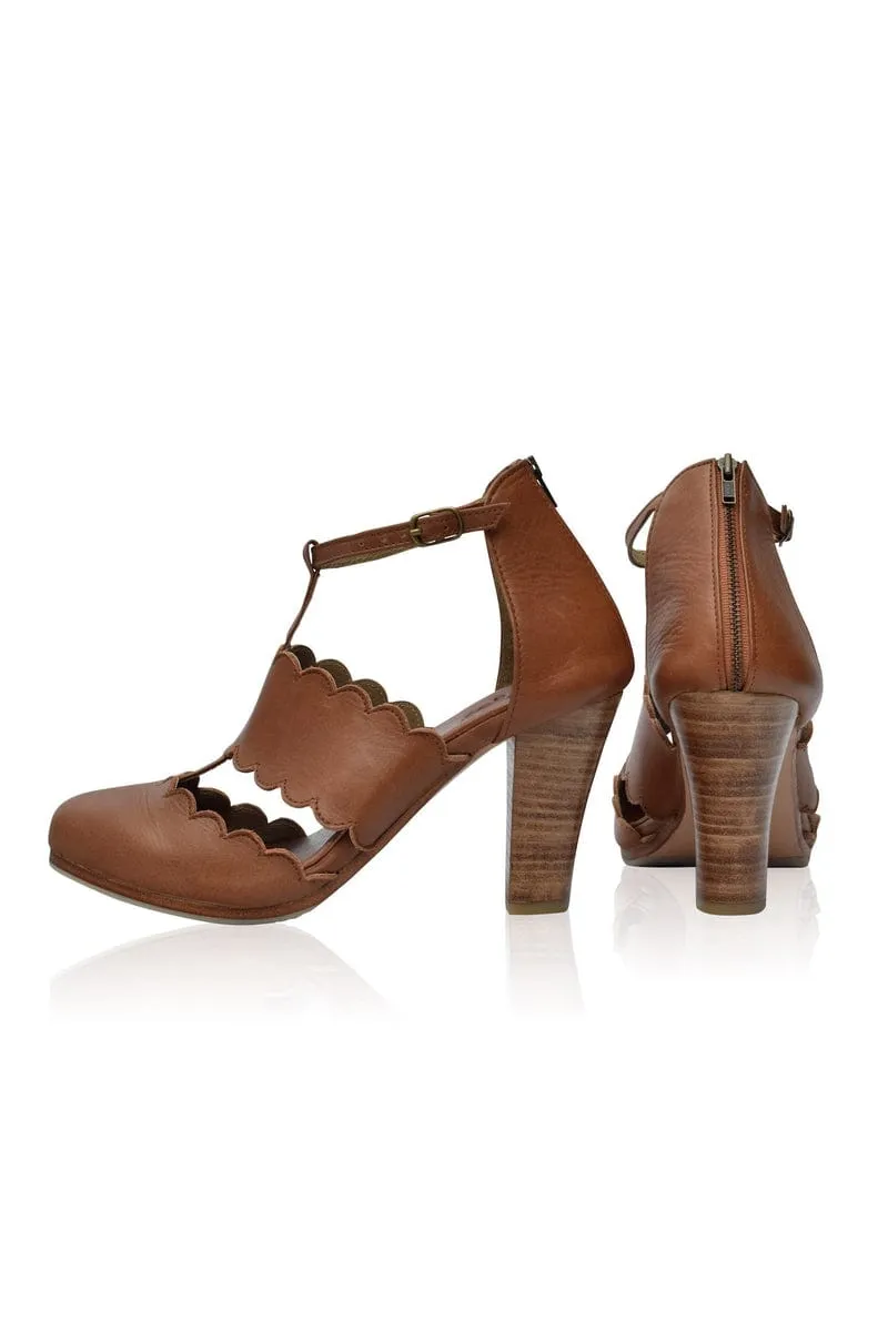 Incognito Leather Heels in Vintage Camel