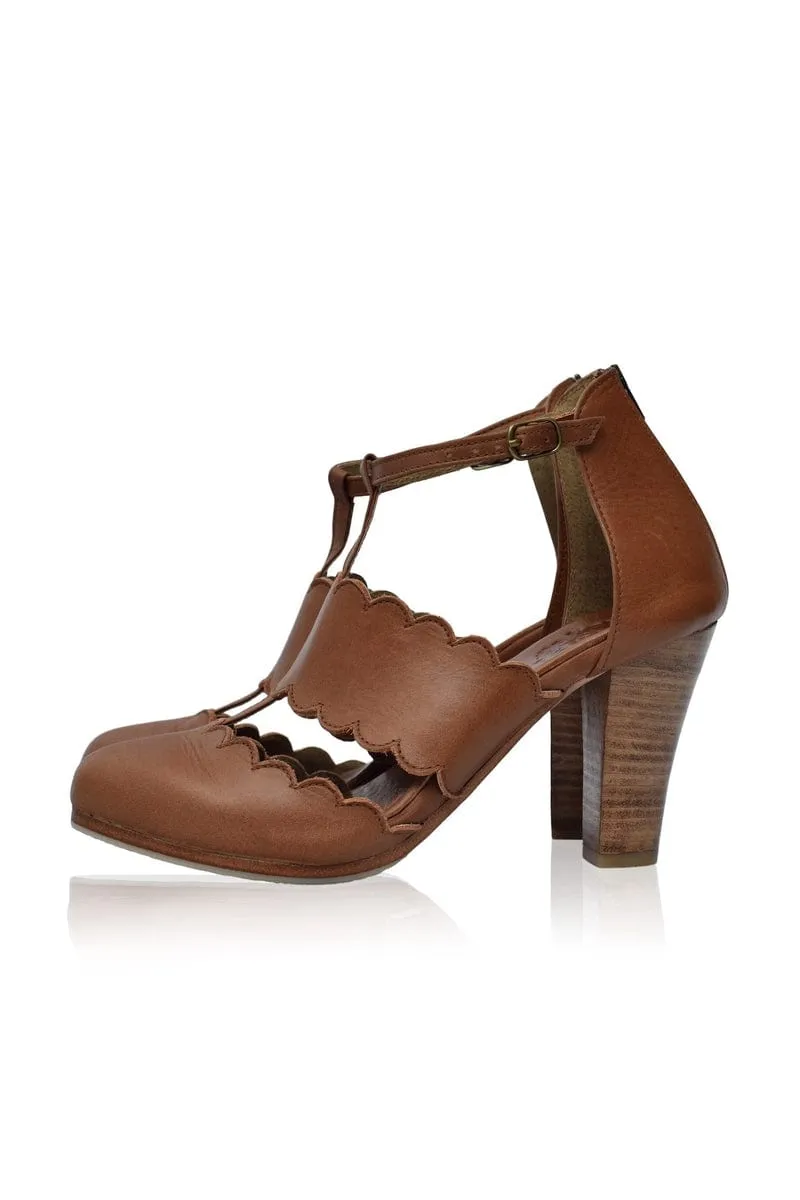 Incognito Leather Heels in Vintage Camel