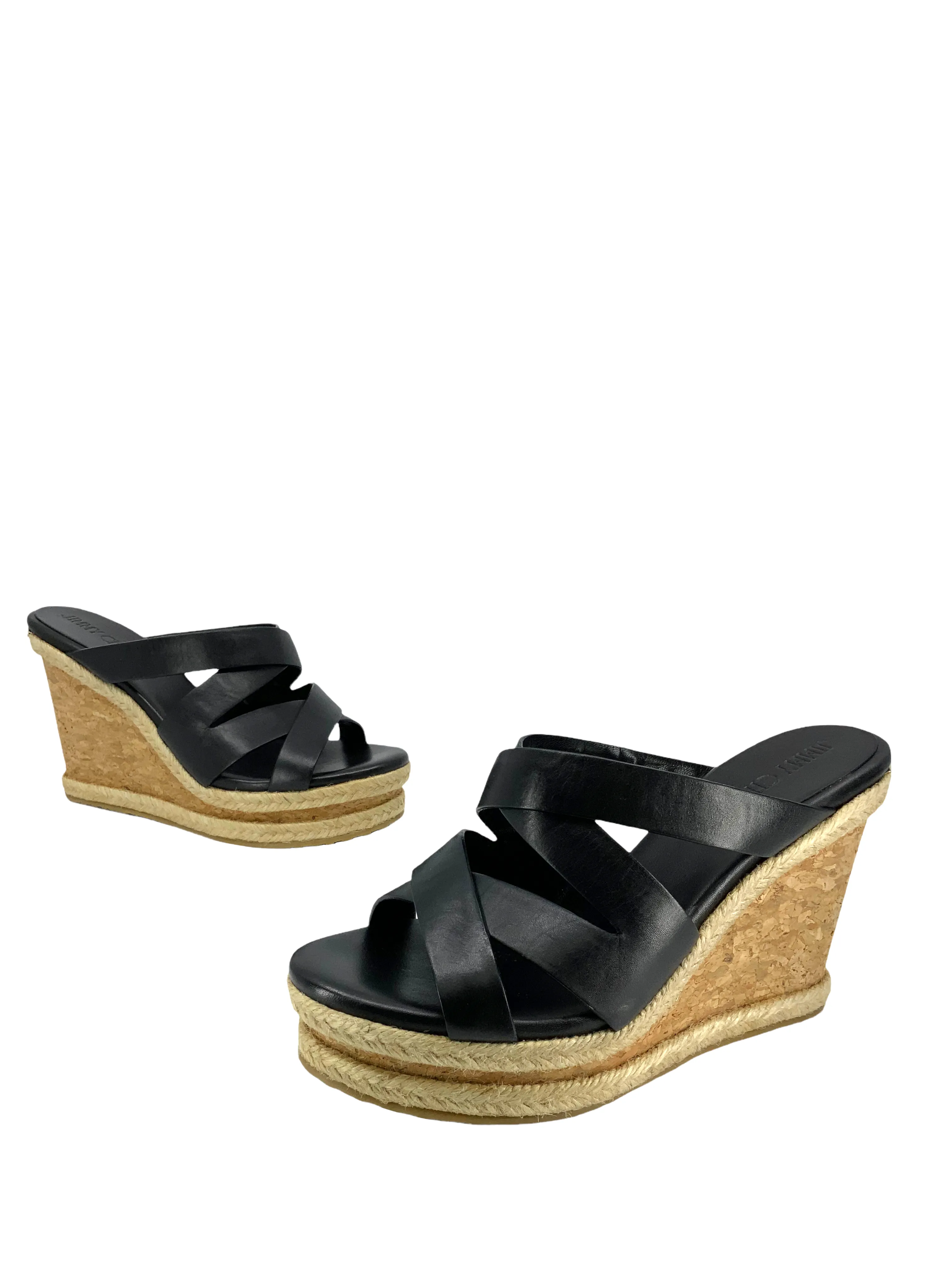 Jimmy Choo Prisma Leather Cork Wedge Sandals Size 6