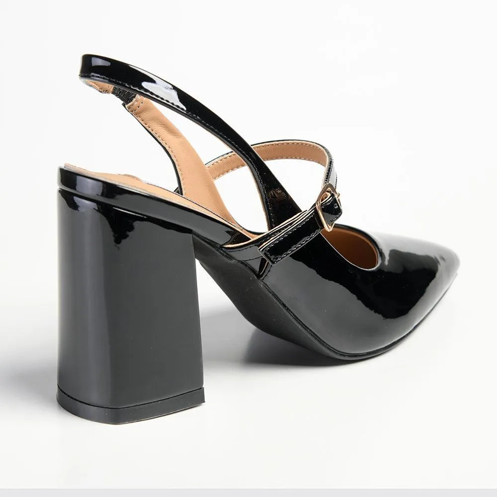 Madison Beckett Block Heel Slingback Sandal - Black