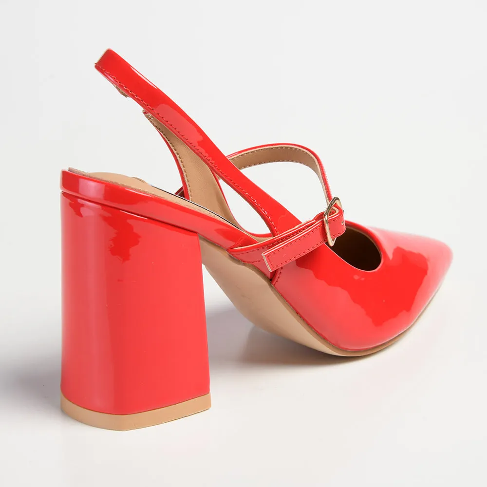 Madison Beckett Block Heel Slingback Sandal - Red