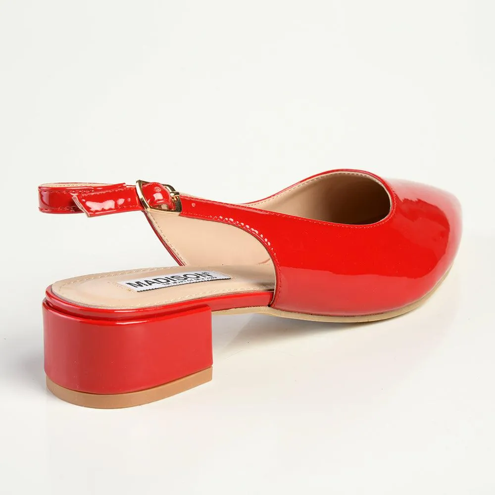 Madison Bellarose Low Block Heel Slingback Sandal - Red