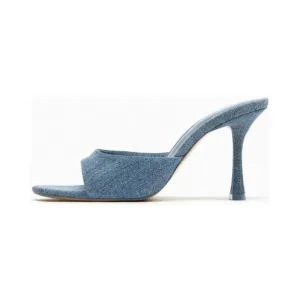 Pre Order:  Denim Open-Toe High Heels Sandals