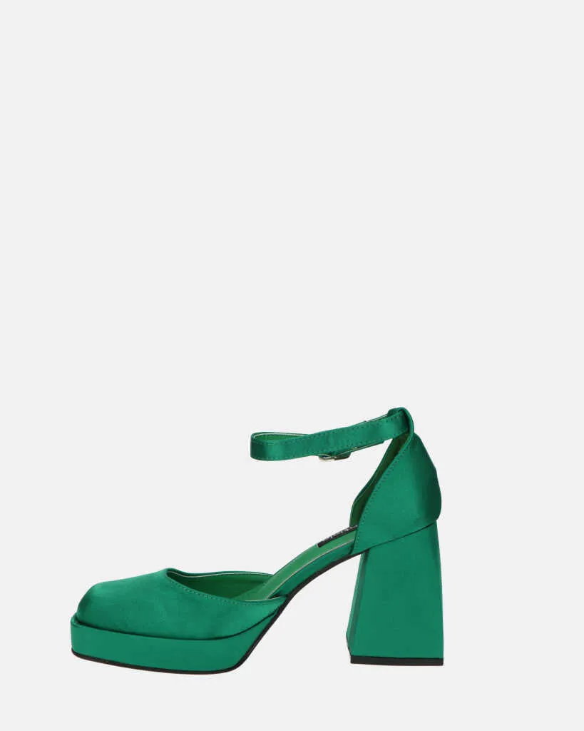 VIDA - scarpe con tacco squadrato in satin verde