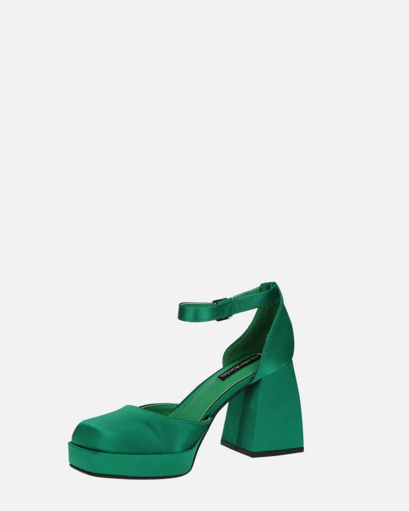 VIDA - scarpe con tacco squadrato in satin verde