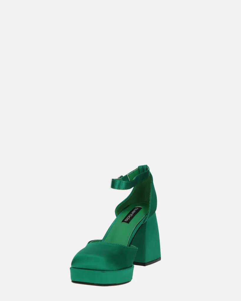 VIDA - scarpe con tacco squadrato in satin verde