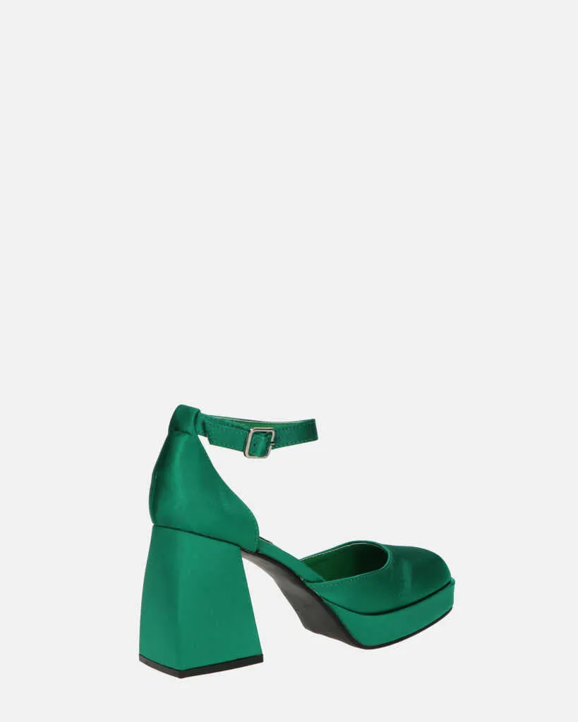 VIDA - scarpe con tacco squadrato in satin verde