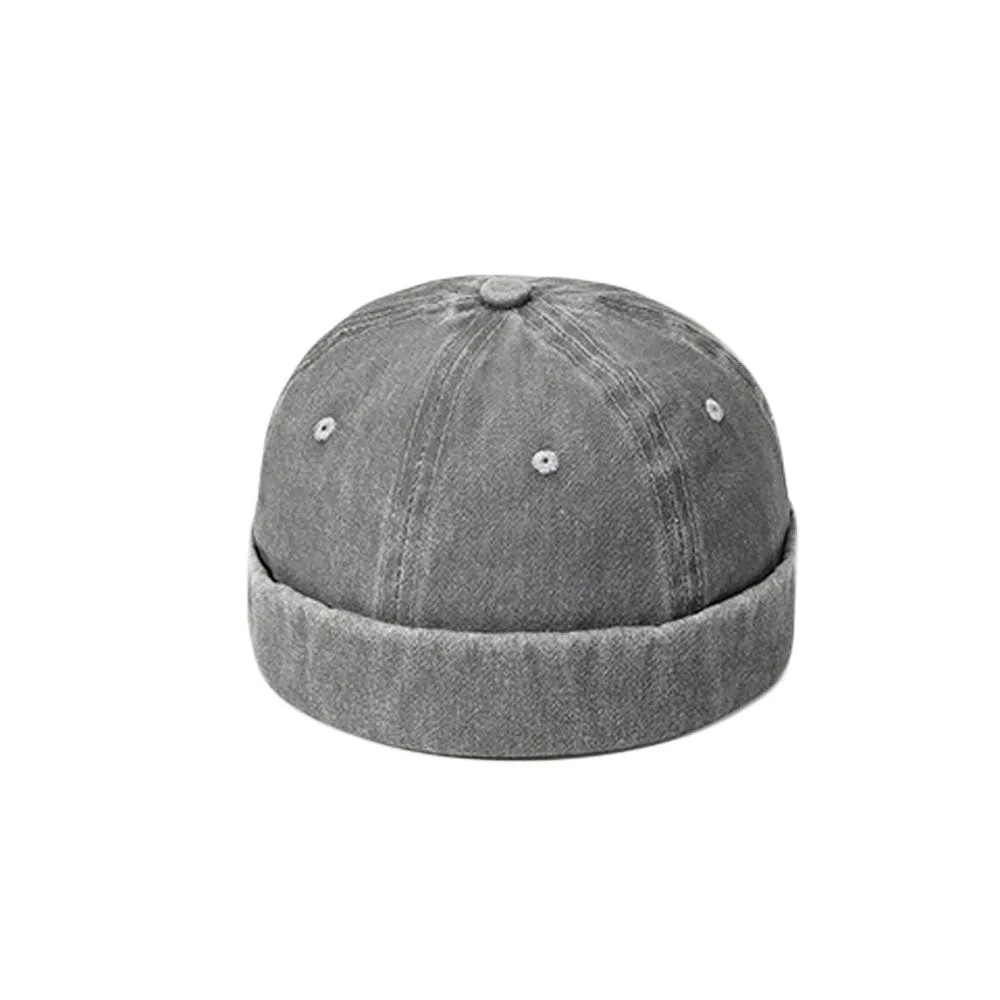 Watch Cap Rolled Cuff Brimless Docker Harbour Hat Washed Cotton Beanie YZ50144