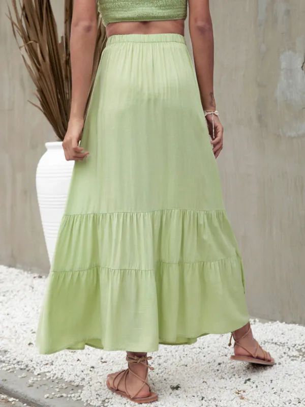 Women's Long Length Tiered Maxi Skirt