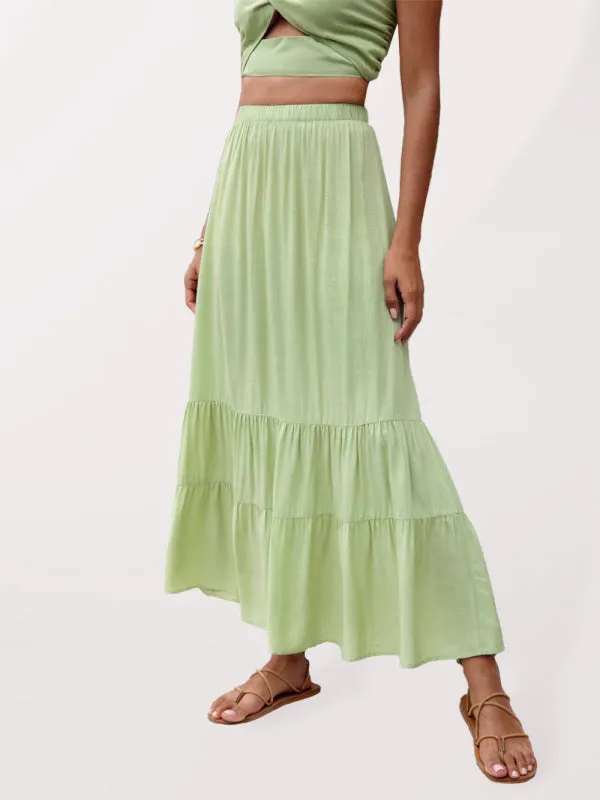 Women's Long Length Tiered Maxi Skirt