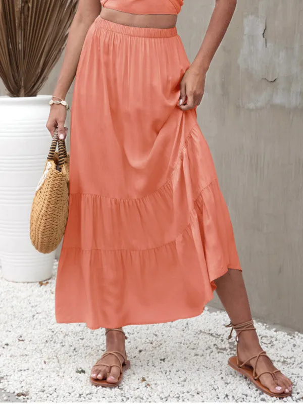 Women's Long Length Tiered Maxi Skirt