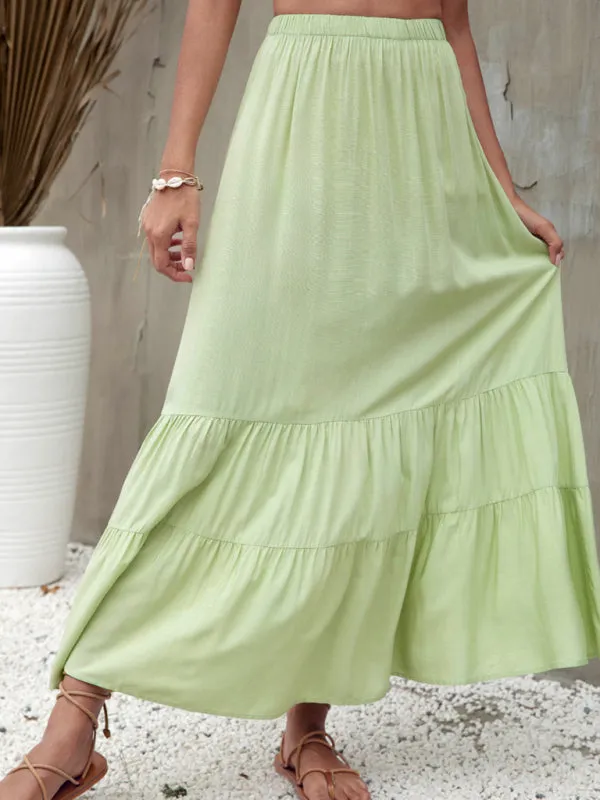 Women's Long Length Tiered Maxi Skirt